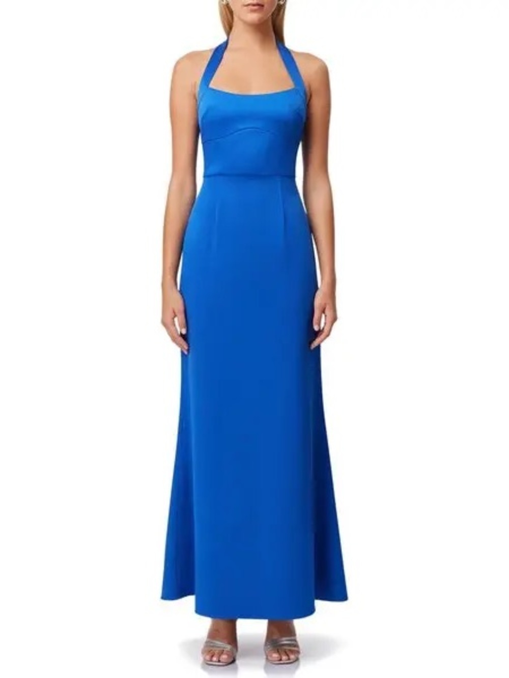 ELLIATT Chiara Satin Halter Gown in Cobalt XS